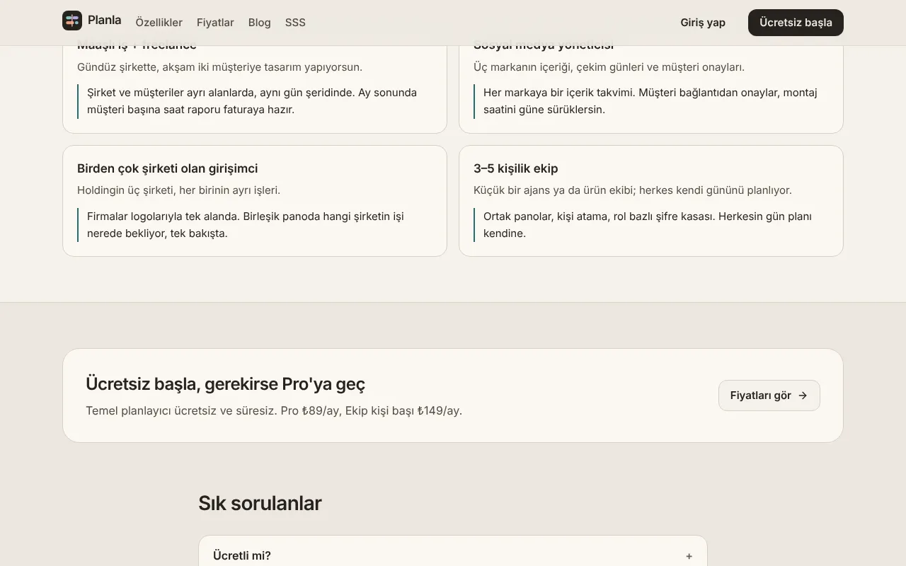 Planla — Ekranlar 5